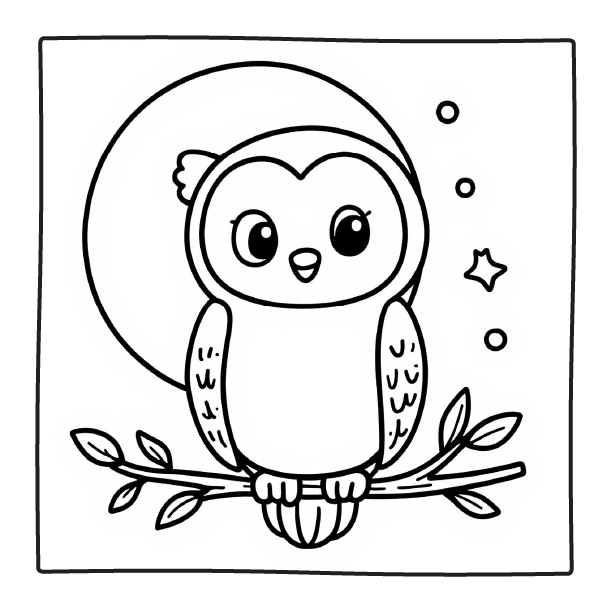 Cute Owl on Branch | comfy days coloring pages 