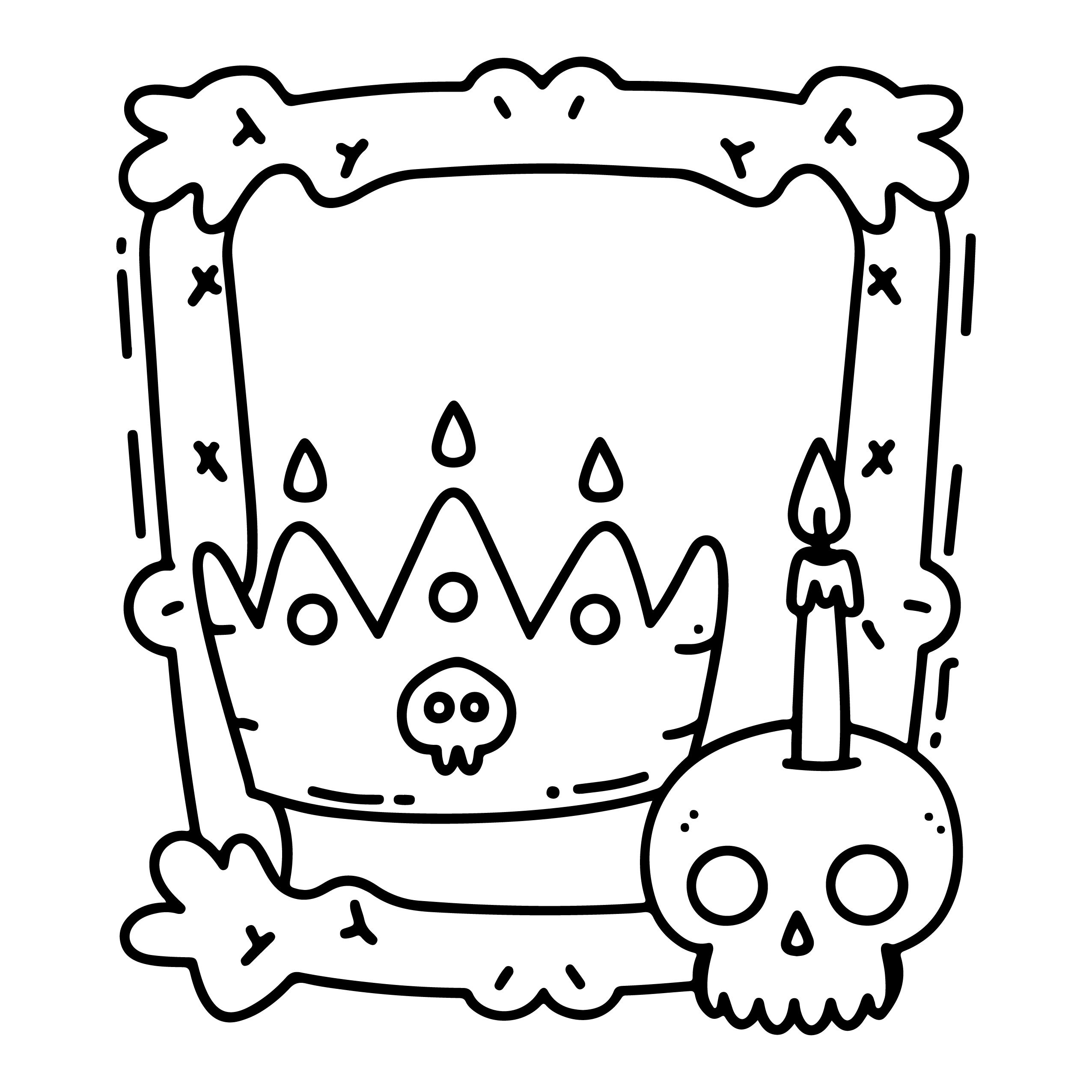 Spooky Crown and Skull Halloween Coloring Pages