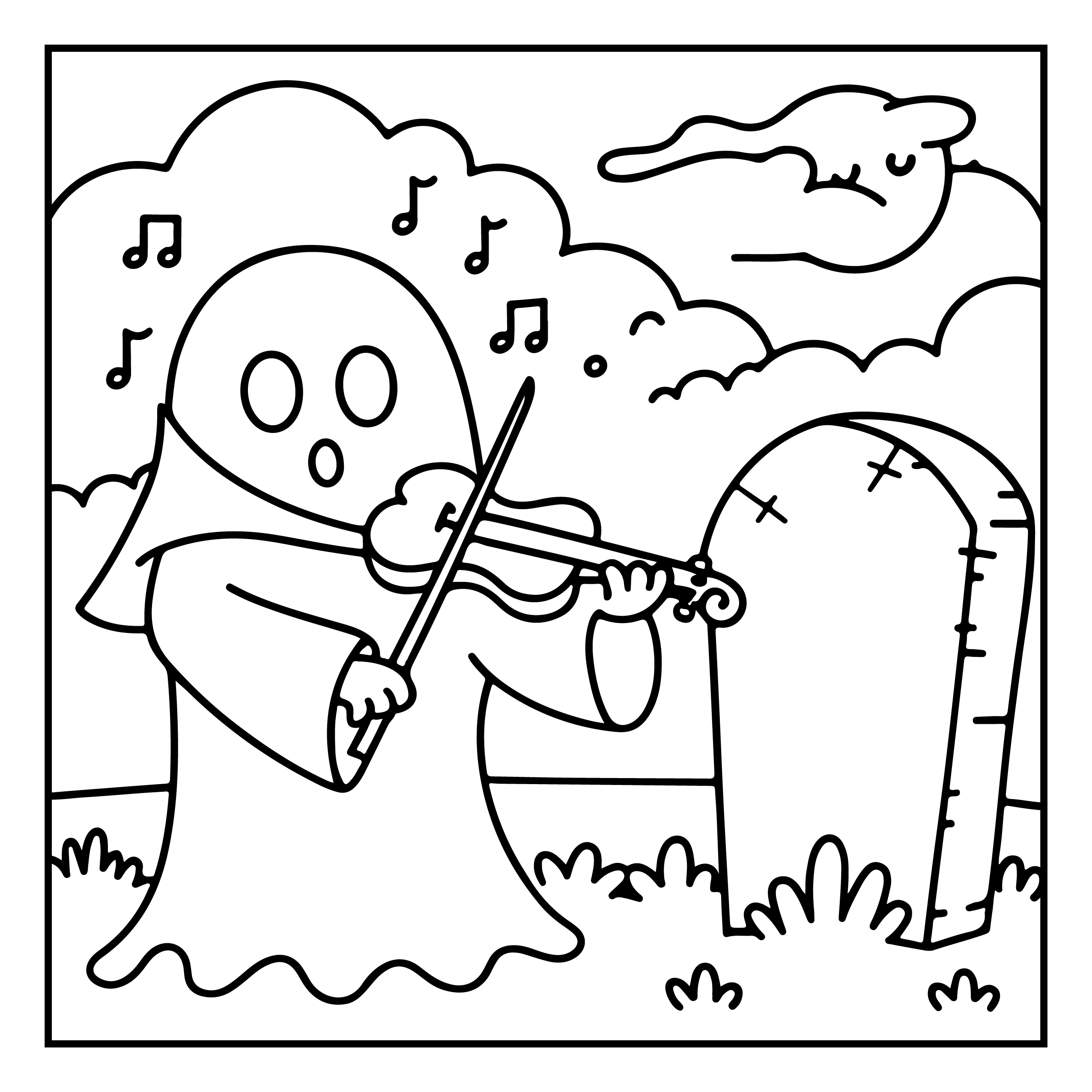 Spooky Ghost Musician Halloween Coloring Pages
