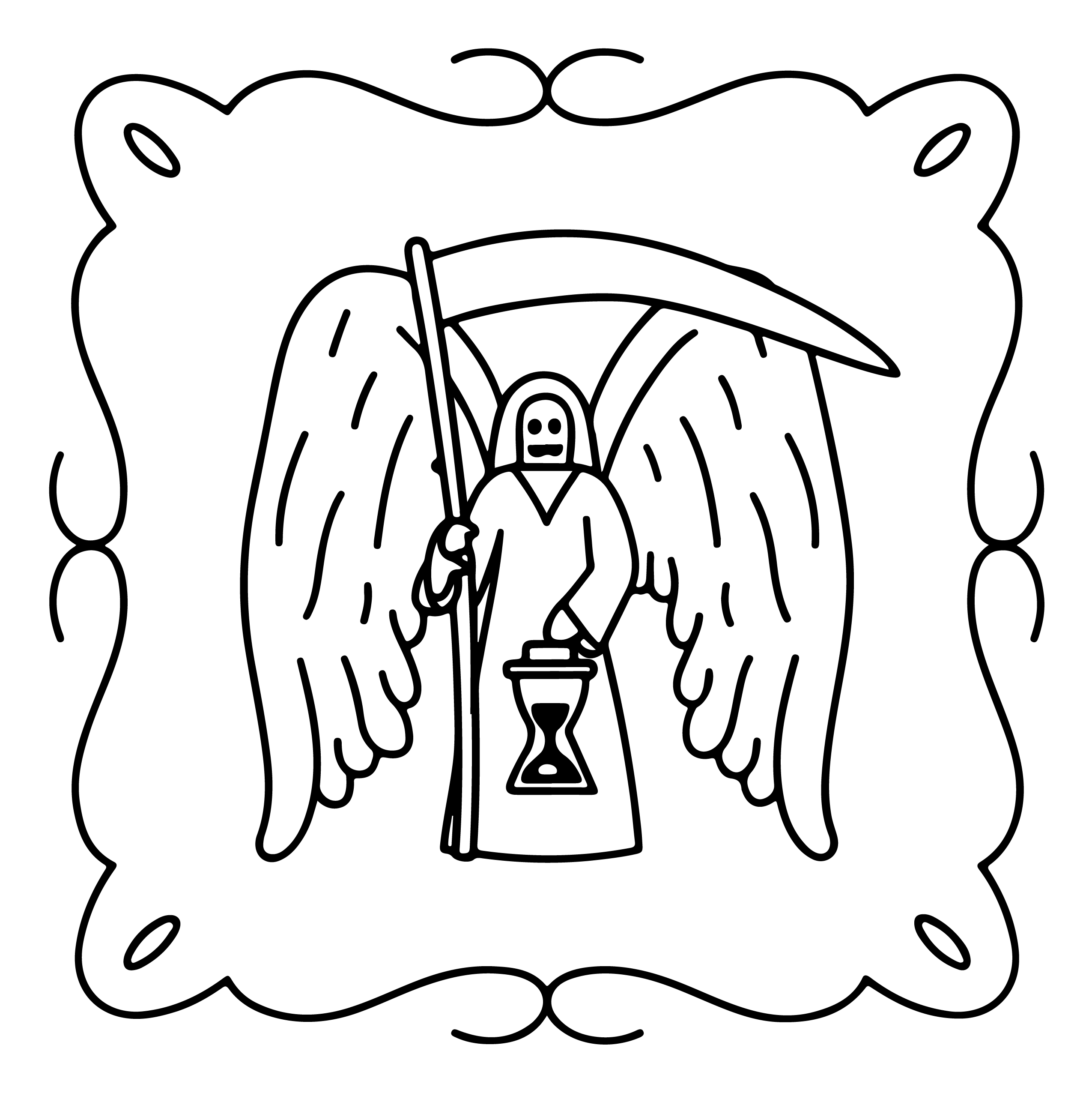 Grim Reaper with Hourglass Halloween Coloring Pages