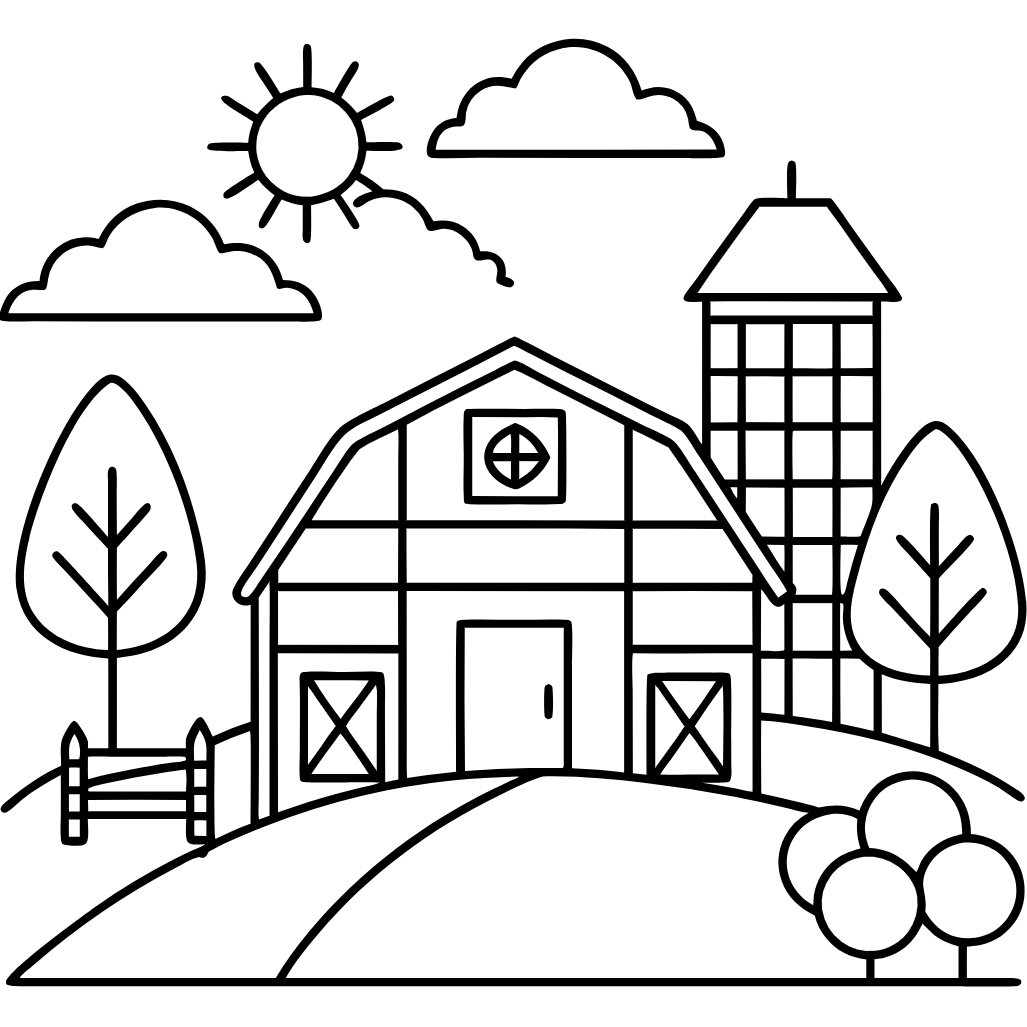 Farm Life,  farm life, kids coloring, farm animals, barns, tractors Download and Print Free Coloring