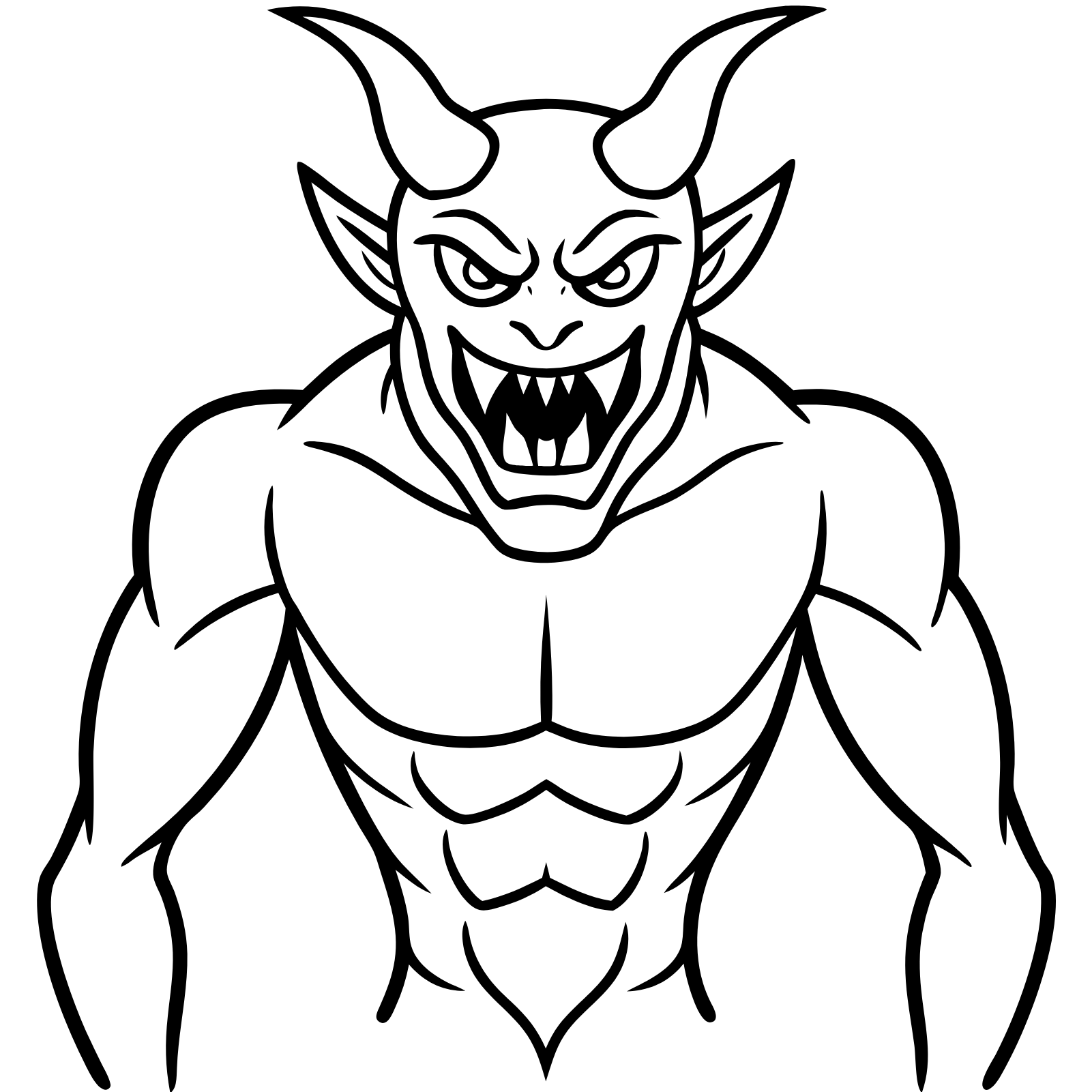 A fierce, menacing alien demon with sharp claws, horns, and a fearsome expression.