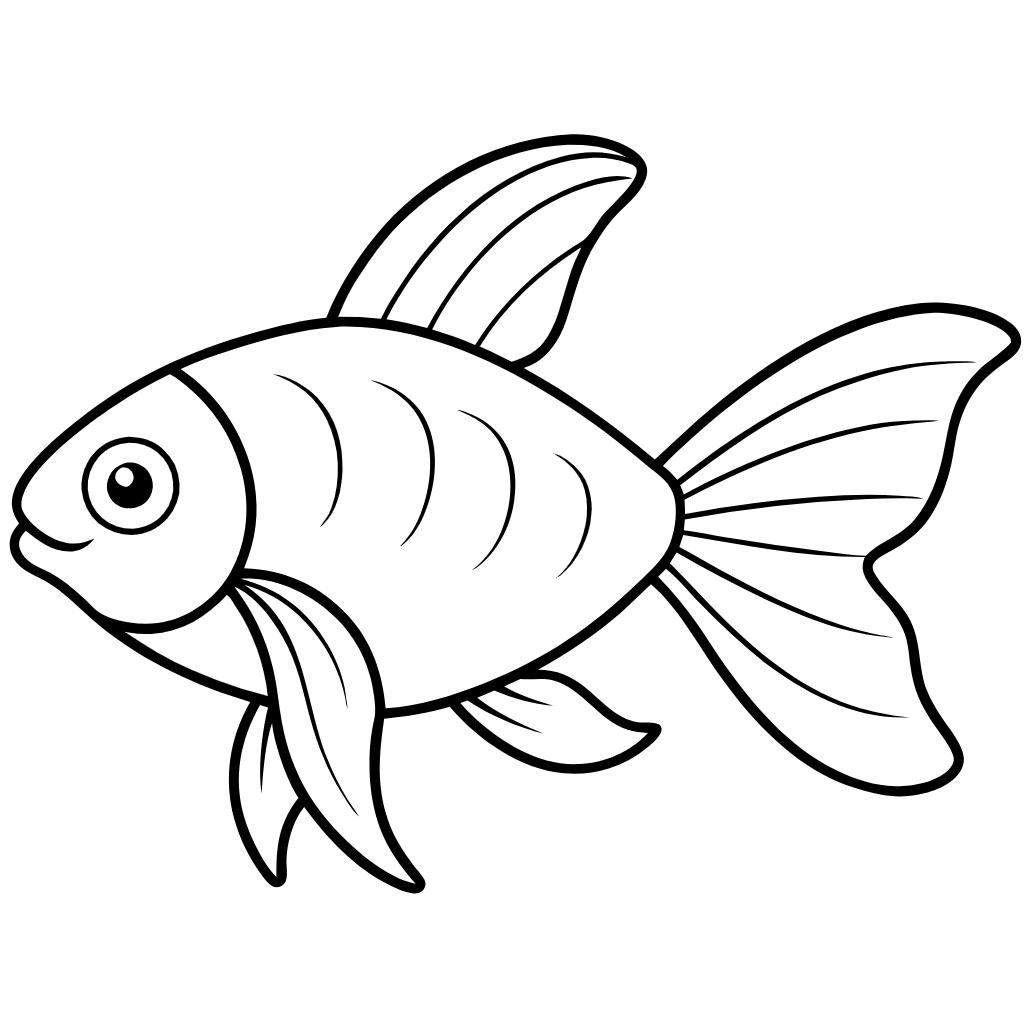 Goldfish fish Download and Print Free Coloring Pages, left to right