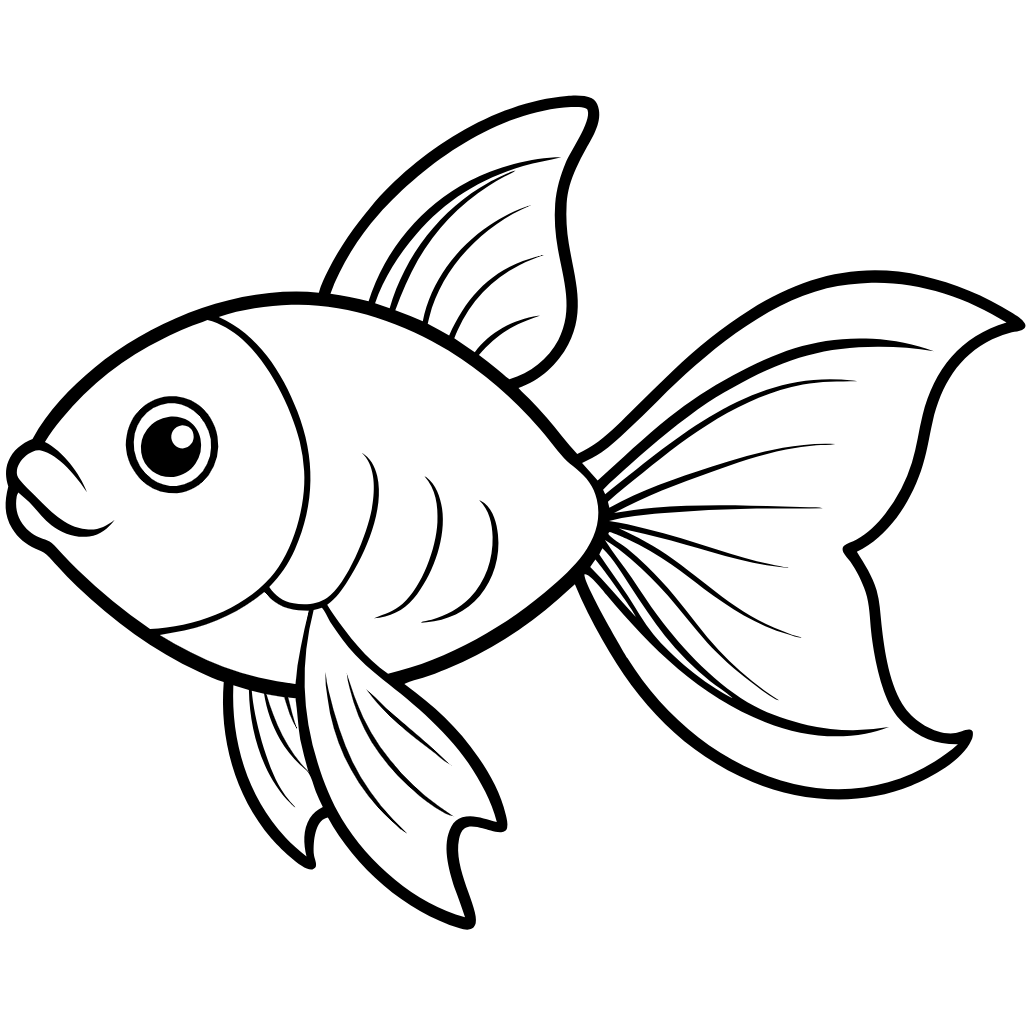 Goldfish fish Download and Print Free Coloring Pages, left to right