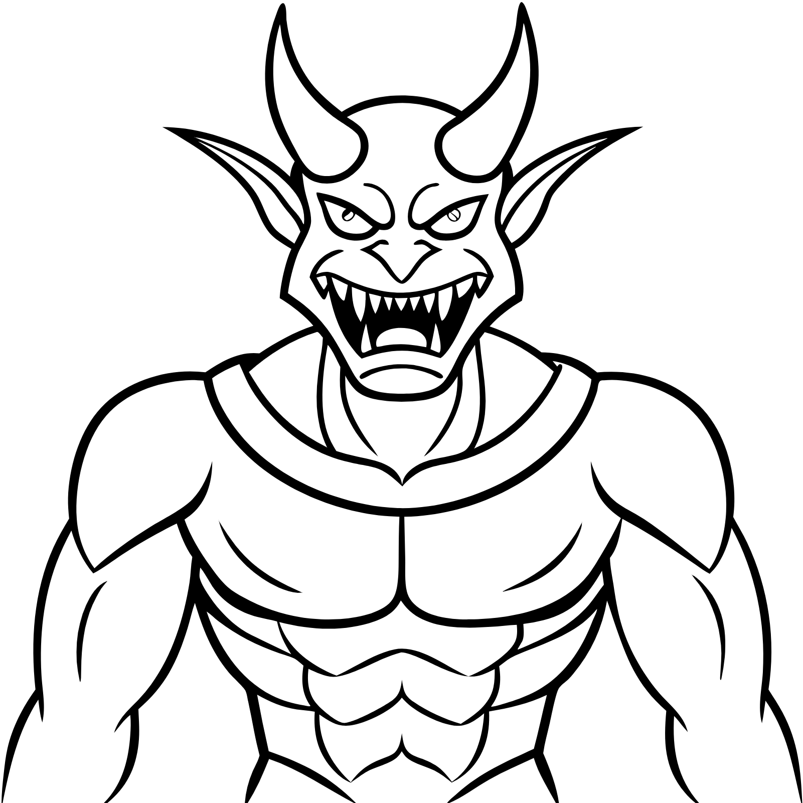A fierce, menacing alien demon with sharp claws, horns, and a fearsome expression.
