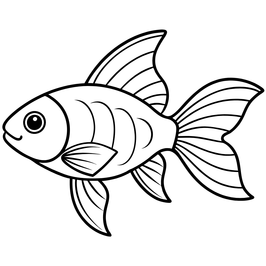 Goldfish fish Download and Print Free Coloring Pages, left to right fish