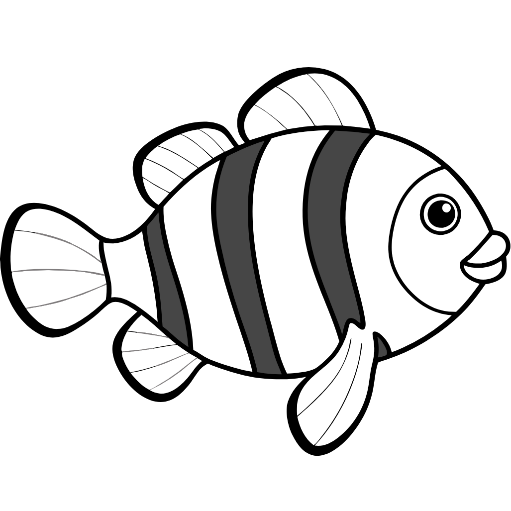 Clownfish fish Download and Print Free Coloring Pages, left to write fish