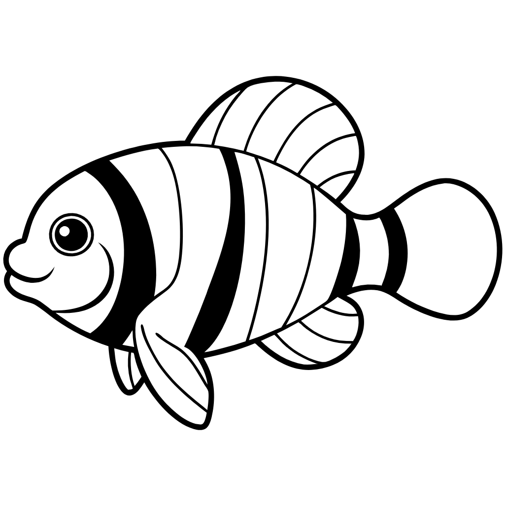 Clownfish fish Download and Print Free Coloring Pages,right to left