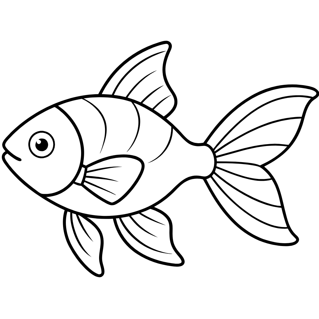 Goldfish fish Download and Print Free Coloring Pages, left to right