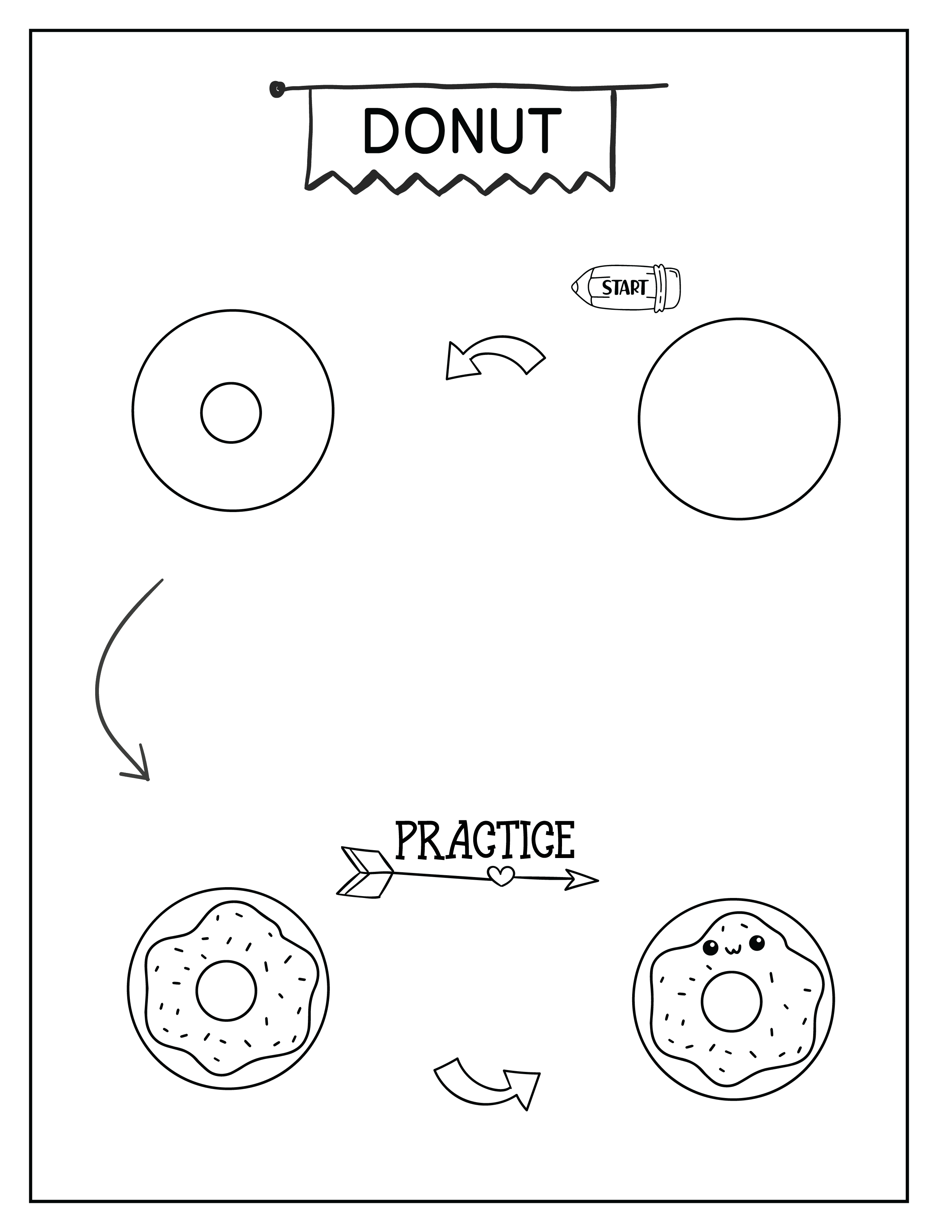 How to Draw a Donut Printable Worksheet