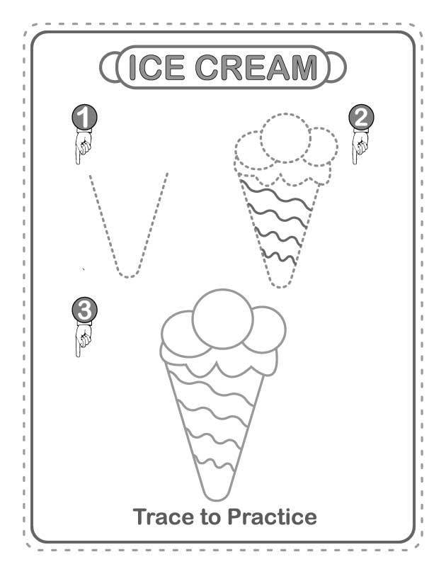 Ice Cream Tracing and Practice Worksheet