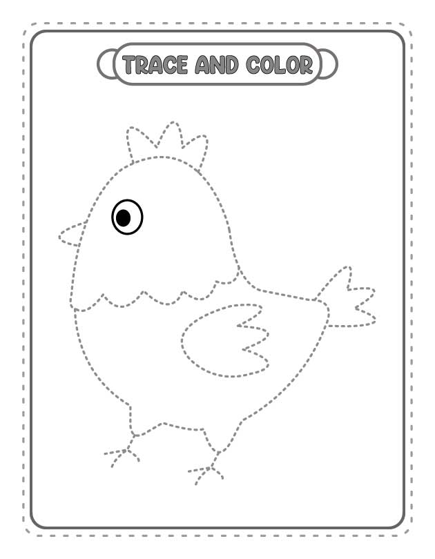 Hen Tracing and Drawing Practice Sheet Hen Tracing and Drawing Practice Sheet
