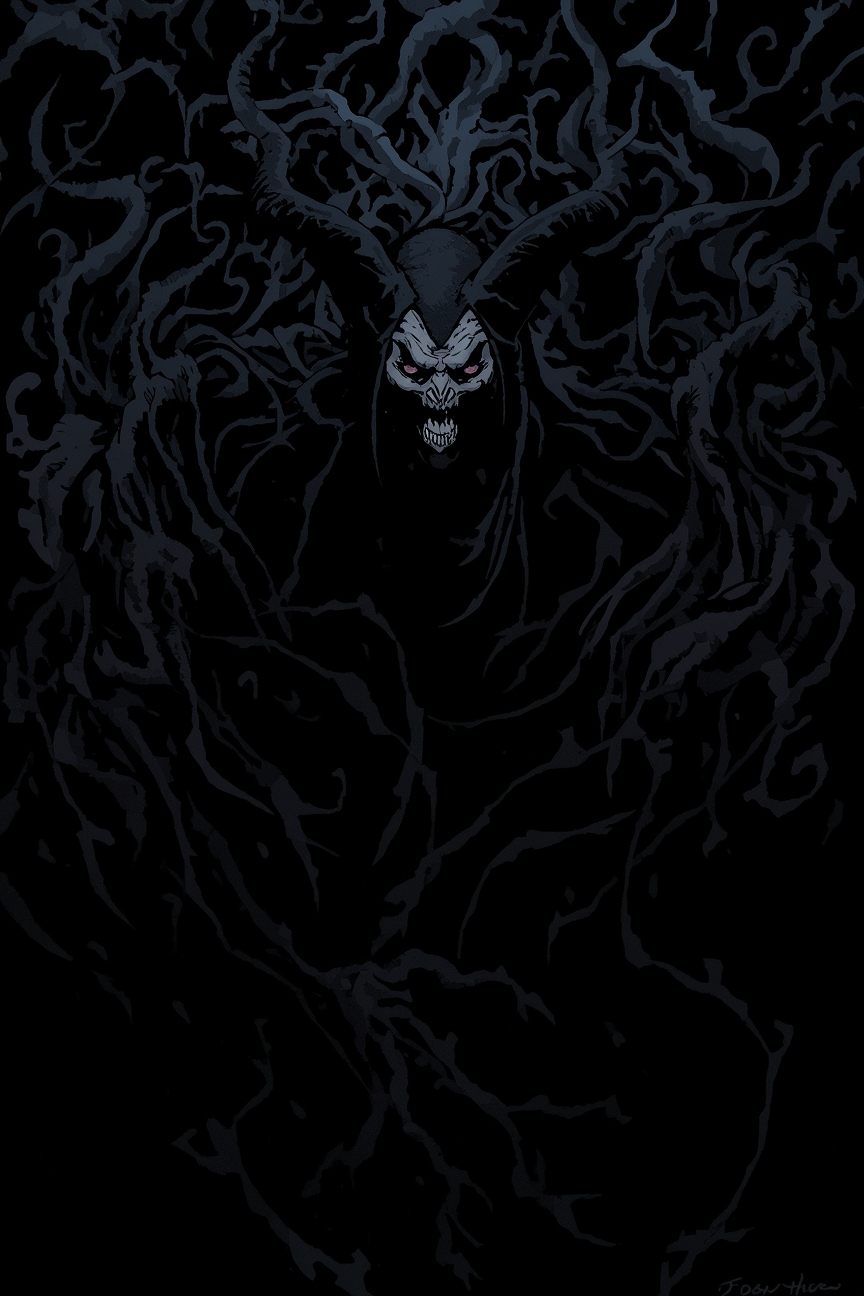 Ancient Dark Lord Wallpaper - Horned Skull &amp; Tendrils