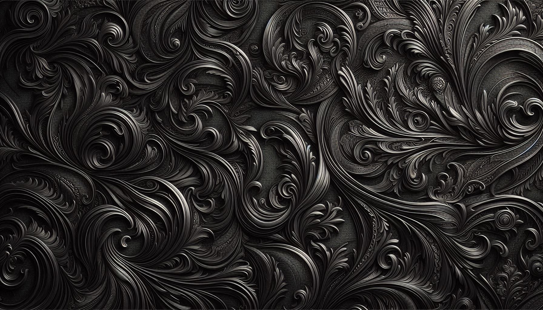Black Embossed Damask Desktop Wallpaper - Ornate Floral HD