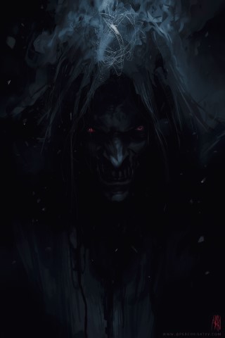 Haunting Dark Horror Demon Wallpaper - Red Eyes &amp; Shadow